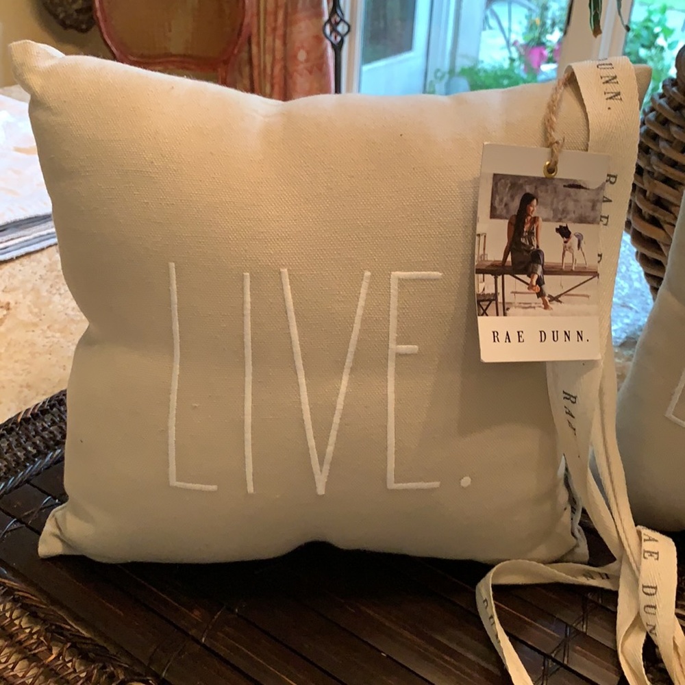 A $$$ STEAL at ONLY $10 per pillow! NWT!
LIVE & LAUGH & LOVE RAE DUNN PERFECTION - Picture 3 of 7